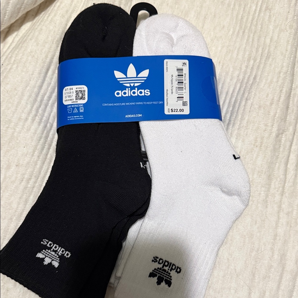 Adidas Men's Black and White Athletic Socks